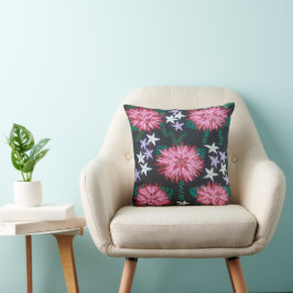 Abstrakte Blume auf Schwarz Kissen