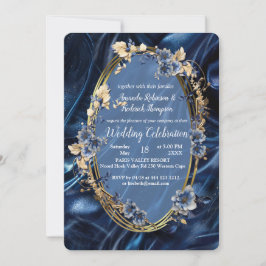 Abstrakte Blume aus Simmery Blue Silk Einladung