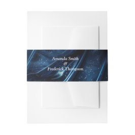 Abstrakte Blume aus Simmery Blue Silk Einladungsbanderole