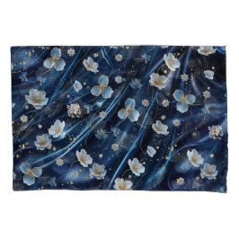 Abstrakte Blume aus Simmery Blue Silk Kissenbezug