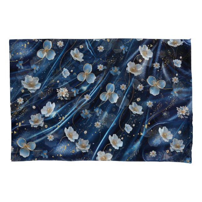 Abstrakte Blume aus Simmery Blue Silk Kissenbezug (Vorderseite)