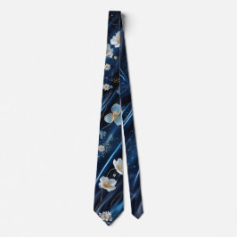 Abstrakte Blume aus Simmery Blue Silk Krawatte