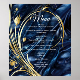 Abstrakte Blume aus Simmery Blue Silk Poster