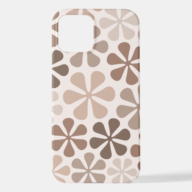 Abstrakte Blume (B) Braune Taupe iPhone 12 Hülle (Rückseite)