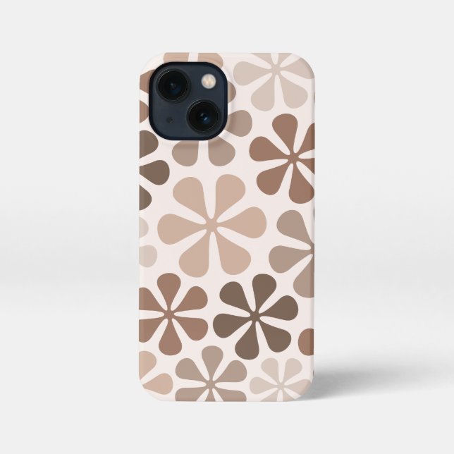 Abstrakte Blume (B) Braune Taupe iPhone 13 Mini Hülle (Rückseite)