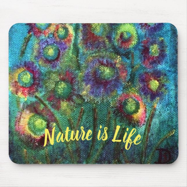 Abstrakte Blume Benutzerdefinierter Text Mousepad (Vorne)