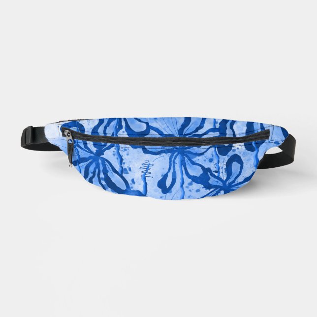 Abstrakte Blume blau Bauchtasche (Vorderseite)