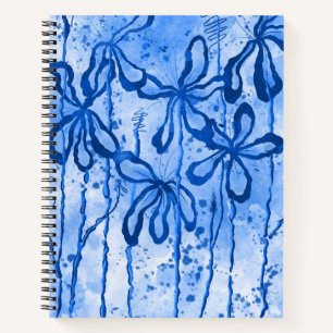 Abstrakte Blume Blaue Navy Lilien Notizbuch