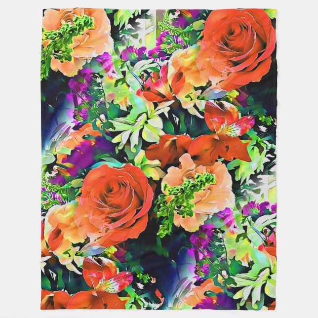 Abstrakte Blume Blumenflocken Fleecedecke (Vorderseite)