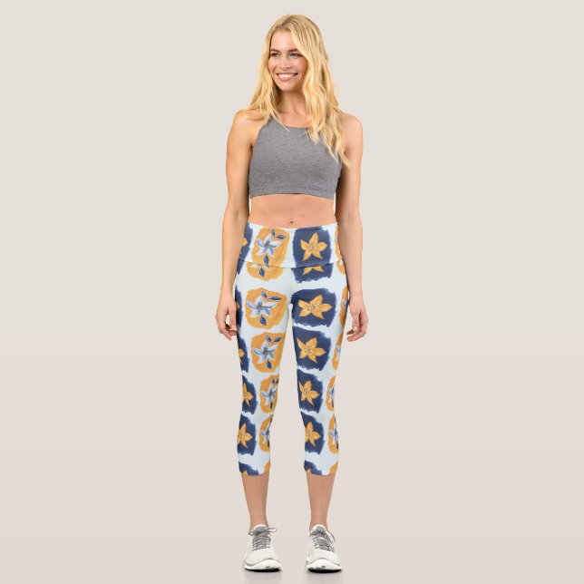 abstrakte Blume Capri Leggings (Vorderseite)