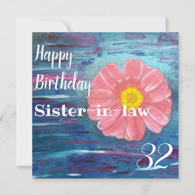 Abstrakte Blume Custom Sister in law Birthday Karte (Vorderseite)