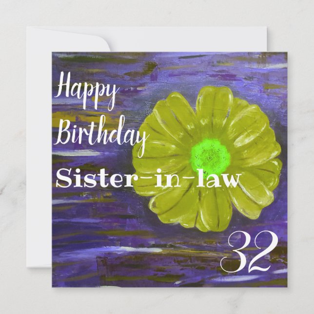 Abstrakte Blume Custom Sister in law Birthday Karte (Vorderseite)