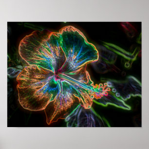 Abstrakte Blume des elektrischen Hibiskus Art. 2 Poster