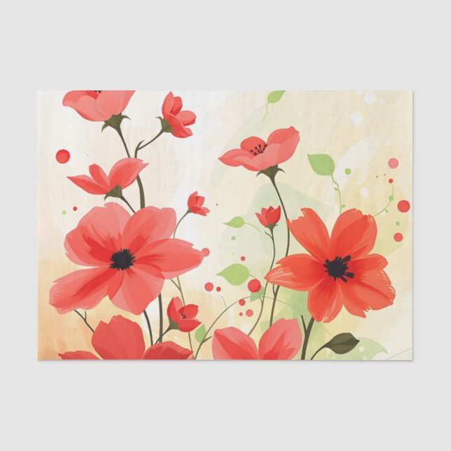 Abstrakte Blume des Impressionismus im Blut Seidenpapier (Vorderseite)