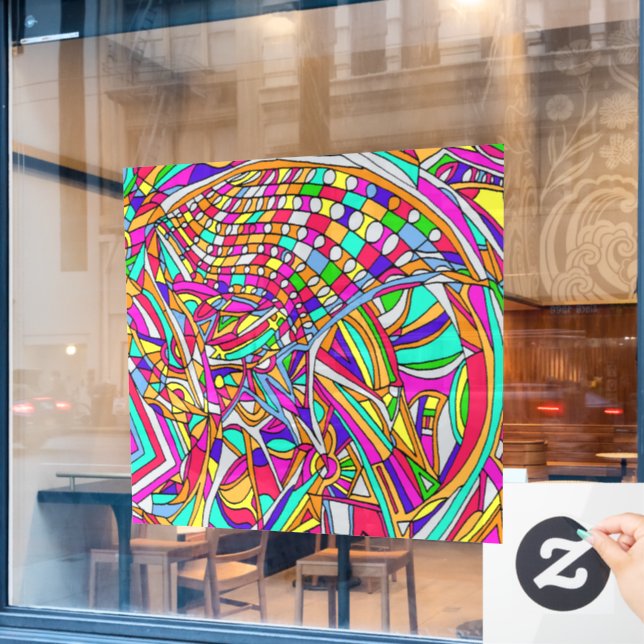Abstrakte Blume Fensteraufkleber (Café-Fenster)