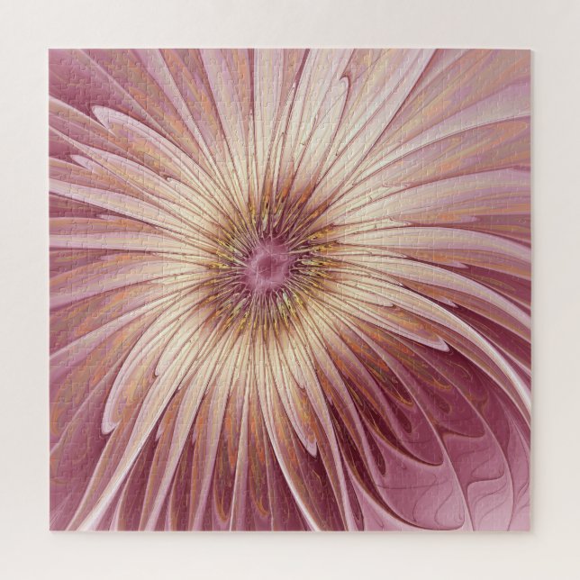 Abstrakte Blume Fraktal Kunst und Schatten Burgund (Vertikal)