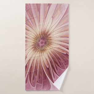 Abstrakte Blume Fraktal Kunst und Schatten Burgund Badehandtuch