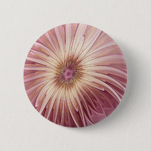 Abstrakte Blume Fraktal Kunst und Schatten Burgund Button