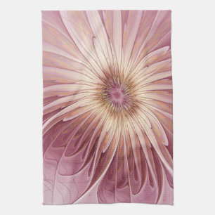 Abstrakte Blume Fraktal Kunst und Schatten Burgund Geschirrtuch