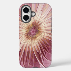 Abstrakte Blume Fraktal Kunst und Schatten Burgund iPhone 16 Hülle
