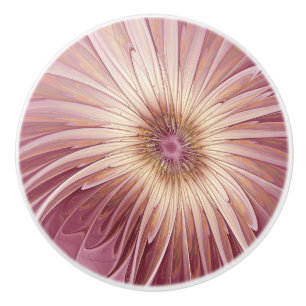 Abstrakte Blume Fraktal Kunst und Schatten Burgund Keramikknauf