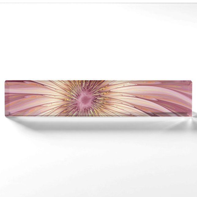 Abstrakte Blume Fraktal Kunst und Schatten Burgund Namensplakette (Vorderseite)