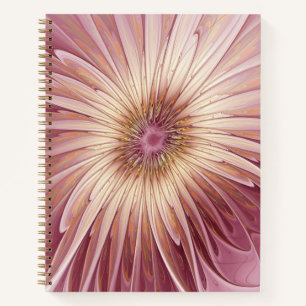 Abstrakte Blume Fraktal Kunst und Schatten Burgund Notizbuch