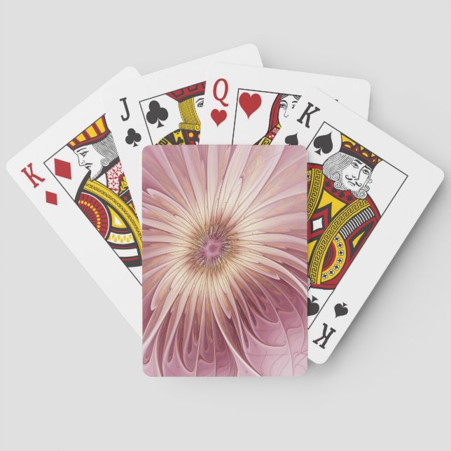 Abstrakte Blume Fraktal Kunst und Schatten Burgund Spielkarten (Rückseite)