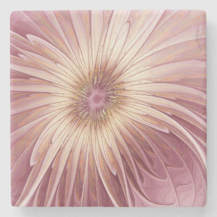 Abstrakte Blume Fraktal Kunst und Schatten Burgund Steinuntersetzer