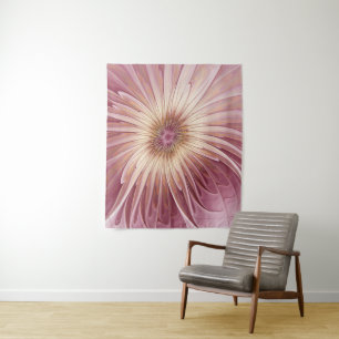 Abstrakte Blume Fraktal Kunst und Schatten Burgund Wandteppich