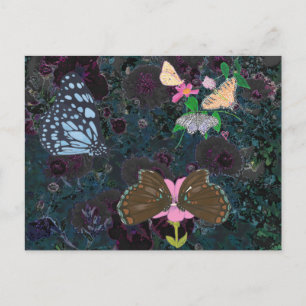 Abstrakte Blume gestrichene Schmetterlinge Postkar Postkarte