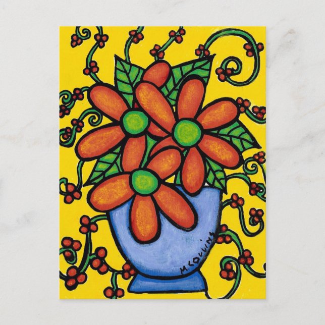 Abstrakte Blume im Vase Colorful Kunst Postkarte (Vorderseite)