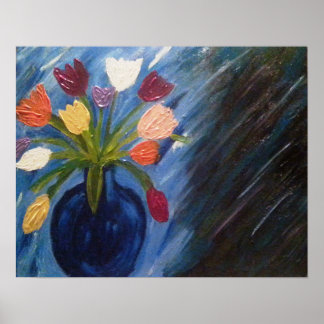Abstrakte Blume im Vase Poster
