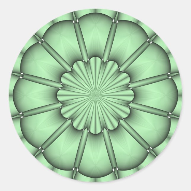 Abstrakte Blume in blassgrün Runder Aufkleber (Vorderseite)