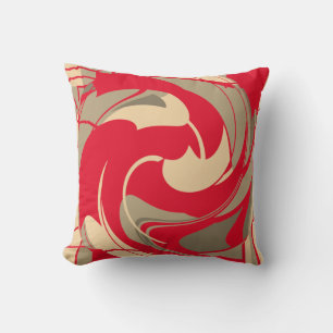 Abstrakte Blume in der schwirbelfarbenen Rot-Beige Kissen