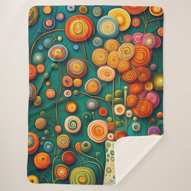 Abstrakte Blume in einer Vase Sherpadecke (Vorderseite)