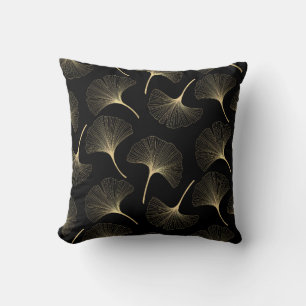 Abstrakte Blume in Gold und Schwarz Kissen
