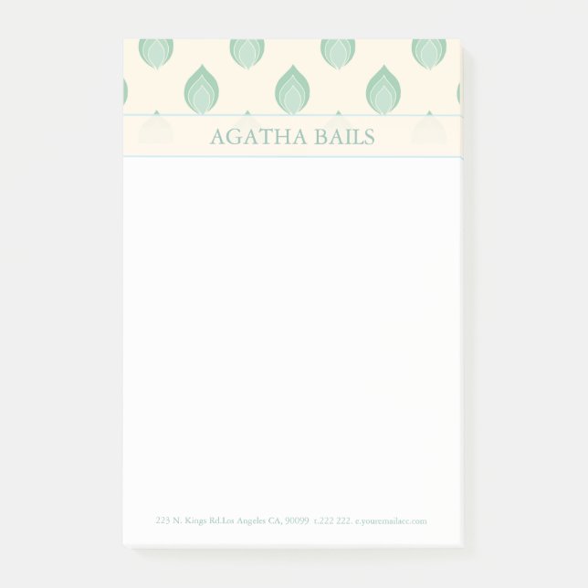 Abstrakte Blume in Grün und Beige Post-it Klebezettel (Vorderseite)