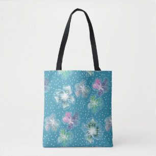 Abstrakte Blume in hellblauen Farbtönen Tasche