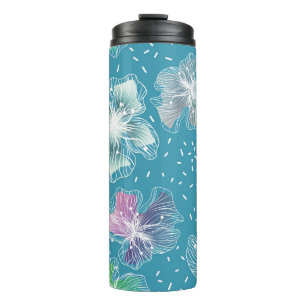 Abstrakte Blume in hellblauen Farbtönen Thermosbecher