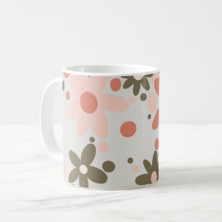 Abstrakte Blume in Korallen, Pfirsich und Grün Kaffeetasse