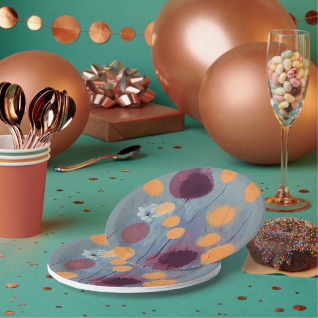 Abstrakte Blume in Orange und Rosa Pappteller (Multi)