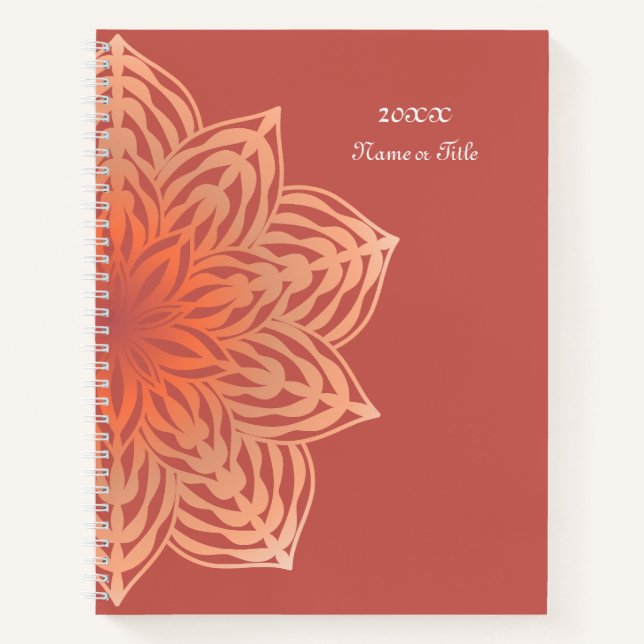 Abstrakte Blume in Pfirsich Notizbuch (Vorderseite)