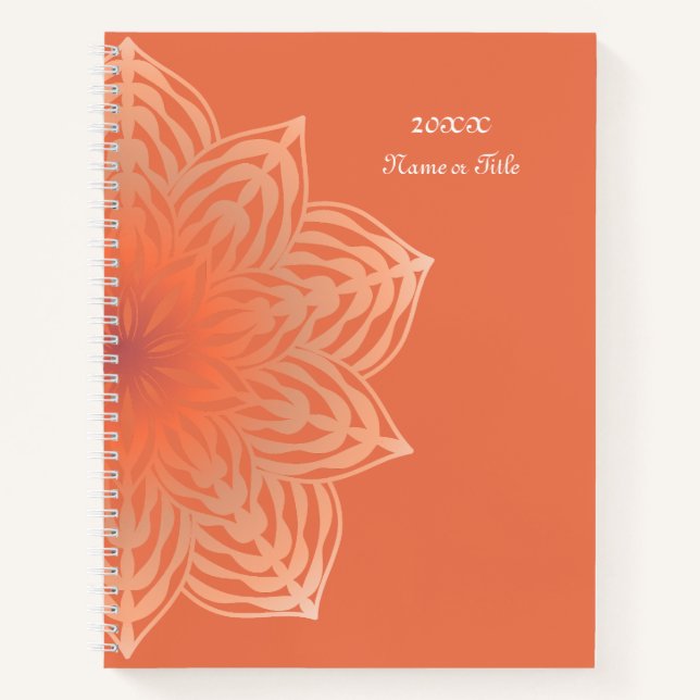 Abstrakte Blume in Pfirsich Notizbuch (Vorderseite)