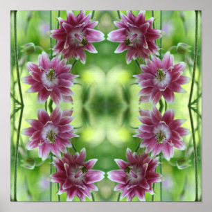 Abstrakte Blume in Rot und Weiß Poster