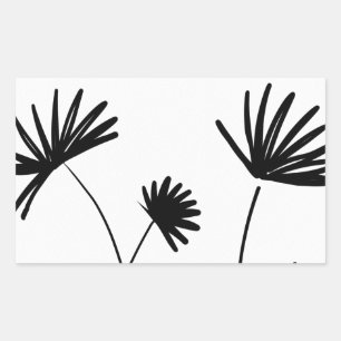 abstrakte Blume in Schwarzweiß Rechteckiger Aufkleber