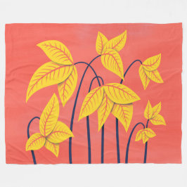 Abstrakte Blume Korallengelbe, geometrische Formen Fleecedecke