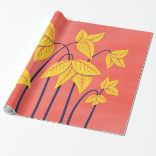 Abstrakte Blume Korallengelbe, geometrische Formen Geschenkpapier