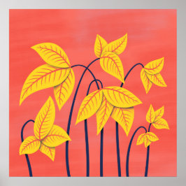 Abstrakte Blume Korallengelbe, geometrische Formen Poster