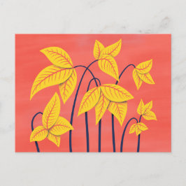 Abstrakte Blume Korallengelbe, geometrische Formen Postkarte